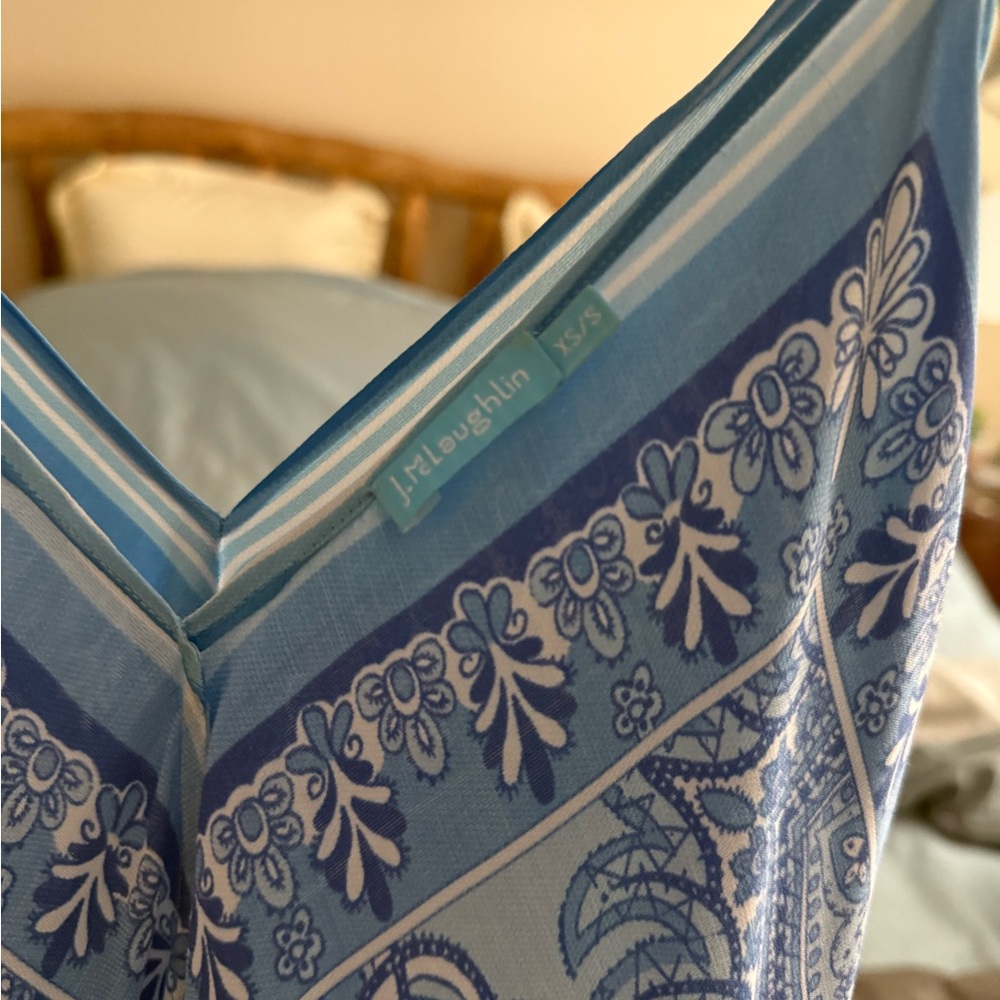 J. McLaughlin Blue and White Paisley Bandana